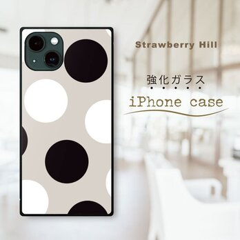 ドット モノトーン 強化ガラスケース iPhone ケースの画像