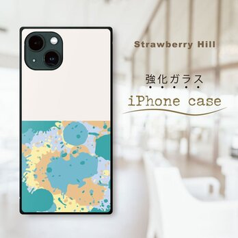 カラフル 絵の具 雫 強化ガラスケース iPhone ケースの画像