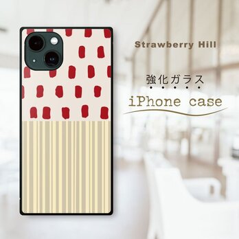 ストライプ ドット  ポップ な ミックスパターン 強化ガラスケース iPhone ケースの画像