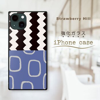 ポップ な ミックスパターン 強化ガラスケース iPhone ケースの画像