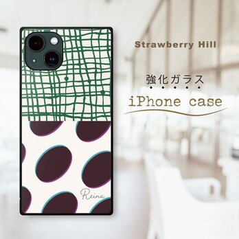 チェック ドット ポップ な ミックスパターン 強化ガラスケース iPhone ケースの画像