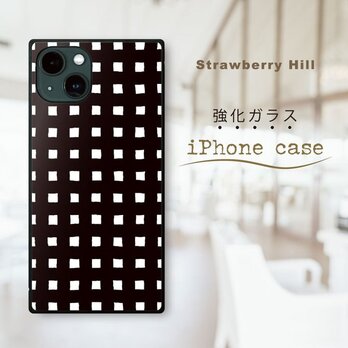 チェック柄  強化ガラスケース iPhone ケースの画像