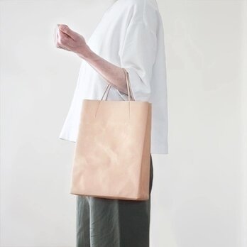 大人の革袋M・A4が入る・内ポケット付き・ナチュラル[受注制作品]の画像