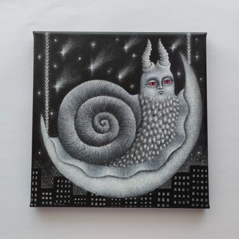 原画「ブランコにゆられて」キャンバス 20×20cmの画像