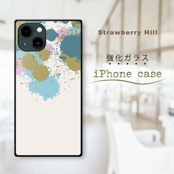 カラフル 絵の具 雫　神聖幾何学模様  強化ガラスケース iPhone ケースの画像