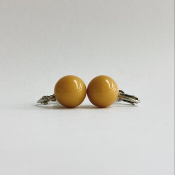 ガラスビーズラウンドイヤリング/約12mm/マスタード/made in japan