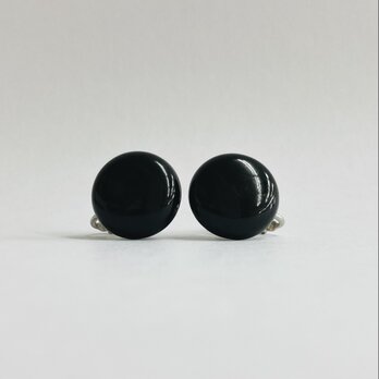 樹脂カボションビーズイヤリング/ラウンドボタン/約17.5mm/ブラック/made in japanの画像