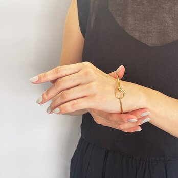 選べる2色 付けっぱなしOK！サークル＆ボール 18K 開閉式バングル【stb02】の画像