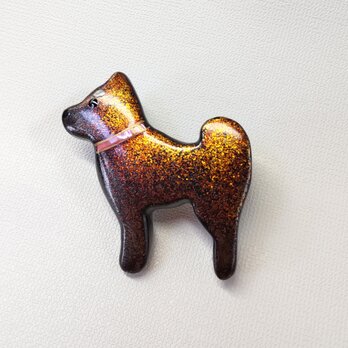 蒔絵ブローチ 柴犬(梨子地)の画像