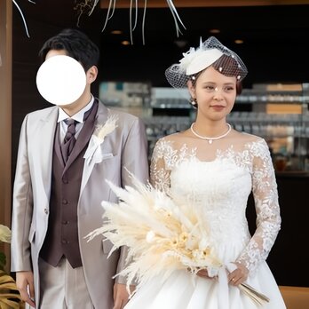 実例写真！優しい ボレロ ロングスリーブ キラキラスパンコール 繊細レース 花嫁/ウェディングドレスの画像