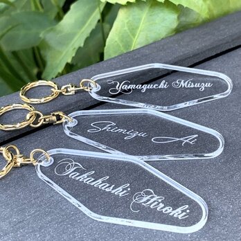 【送料無料】ウェディング 席札モーテルアクリルキーホルダー 結婚式 記念日 結婚祝い ひし形キーホルダーの画像