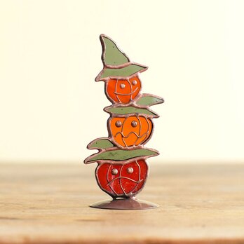 ハロウィン　かぼちゃお化けの三兄弟　　ステンドグラスの画像