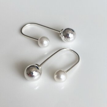 2way Swing Pearl ball  M silver925  サージカルステンレス　パールの画像