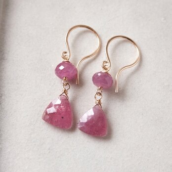 【★SALE】ピンクサファイア2種のピアス・イヤリング変更可の画像