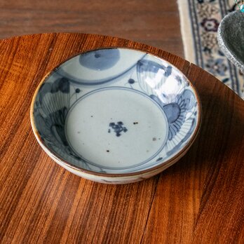 古伊万里 染付 草花文 くらわんか皿 江戸後期 D765の画像