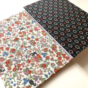 『花猫彩華』　猫の幸せ御朱印帳　B6大判サイズ　猫　ねこ　花柄　ハチワレ　小花　チャリティー品　猫柄　金襴生地　桐生織物の画像