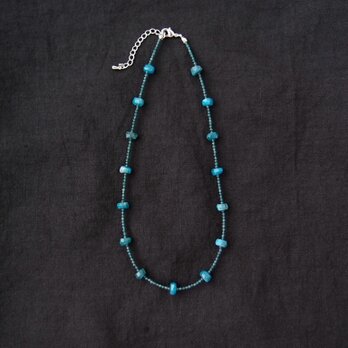 Blue Green Jade × Apatite Necklace／ブルーグリーンジェード×アパタイト ネックレス（Dark）の画像