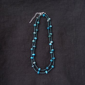 Blue Green Jade × Apatite Necklace／ブルーグリーンジェード×アパタイト ロングネックレスの画像