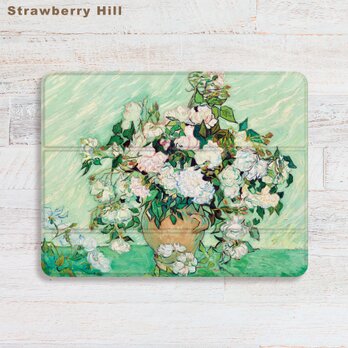 ゴッホ アイリス 花 iPad カバー ケース ペン収納 軽量 背面クリアの画像