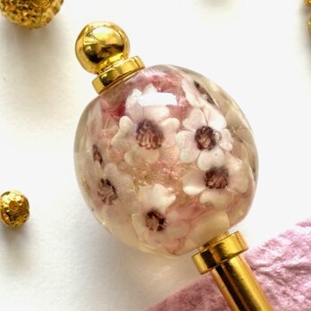 かんざし　桜とピンクカラーのとんぼ玉　一本挿し　一本簪　涼しげ　クリア　透明　さくら　サクラ　桃色　ゴールド　夏春の画像