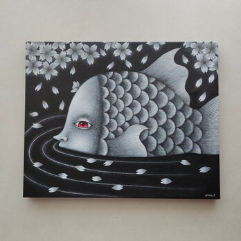 原画「おはなみ」キャンバス F3号の画像