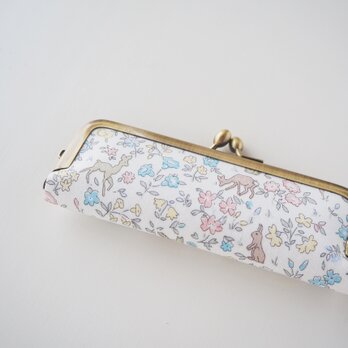 ■リバティプリントのがま口印鑑ケース 【Lサイズ】 / メドウ・テイルズ■ hanko case (lbt-mdt)の画像