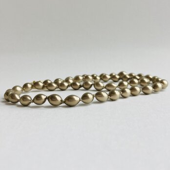ガラスバロックパールオールノットミディアムネックレス/6x8mm約50cm/カーキ/R/made in japanの画像