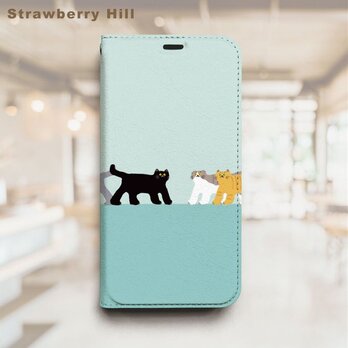 猫 の 集会 ベルトなし 帯なし ベルトレス 手帳型 iPhone スマホ ケース カバーの画像