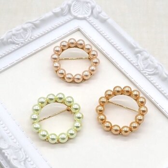 《６色から選べる》カラーパールのサークルブローチ②