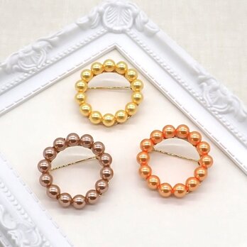 《６色から選べる》カラーパールのサークルブローチ③