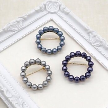 《６色から選べる》カラーパールのサークルブローチ④