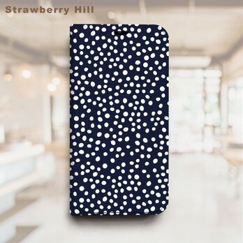 大人可愛い ドット柄 北欧 ベルトなし 帯なし ベルトレス 手帳型 iPhone スマホ ケース カバーの画像