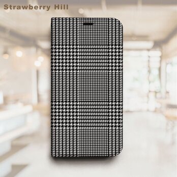 グレンチェック ベルトなし 帯なし ベルトレス 手帳型 iPhone スマホ ケース カバーの画像