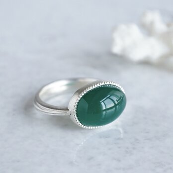 Green agate ring [OP783SV]の画像