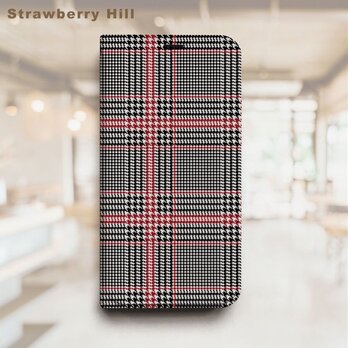 グレンチェック ベルトなし 帯なし ベルトレス 手帳型 iPhone スマホ ケース カバーの画像