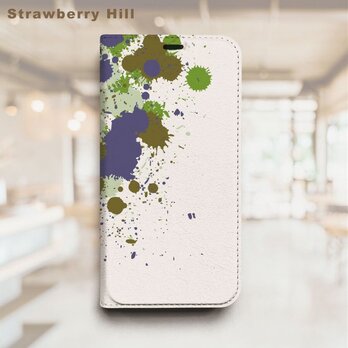 カラフル 絵の具 雫  ベルトなし 帯なし ベルトレス 手帳型 iPhone スマホ ケース カバーの画像