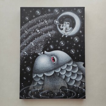 原画「光の夜」木製パネル A4の画像