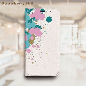 カラフル 絵の具 雫  ベルトなし 帯なし ベルトレス 手帳型 iPhone スマホ ケース カバーの画像