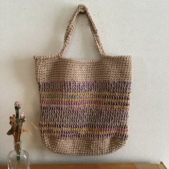 アフガン編みの手提げかばんの画像