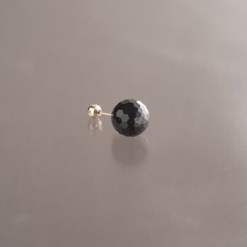 天然石オニキスピアス10㍉ & K10キャッチ 片耳用の画像