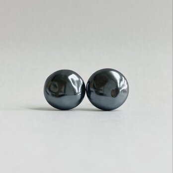 ガラスバロックパールピアス/約14mm/ガンメタルブラック/made in japanの画像