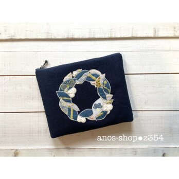 z354●ファスナー20cmポーチ（ミナペルホネン刺繍生地使用の画像