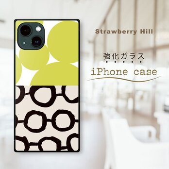 ドット ポップ な ミックスパターン 強化ガラスケース iPhone ケースの画像