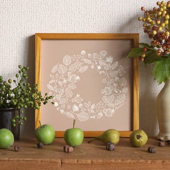 「 minori no mori no wreath（ milk tea ）」20cm角ポスターの画像