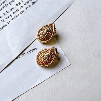 Y1012-ヴィンテージイヤリング  U.S.A.  Tear Drop  Wirework Marked PAT PENDの画像