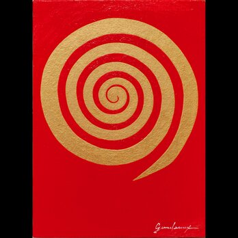 油絵原画●『金の渦巻き』がんどうあつし絵画F4キャンバス作品明るい元気エネルギーの画像