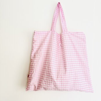 肩掛けbag  ギンガムピンク B