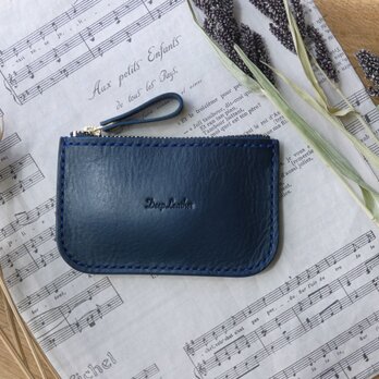 イタリア革の小物入れ／青