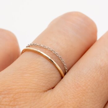 Thread chain ring hammered YG/PTの画像