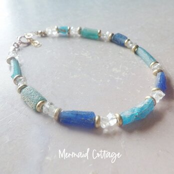 ローマングラス*14kgf*Roman Glass& Herkimer Crystal Sea Braceletの画像